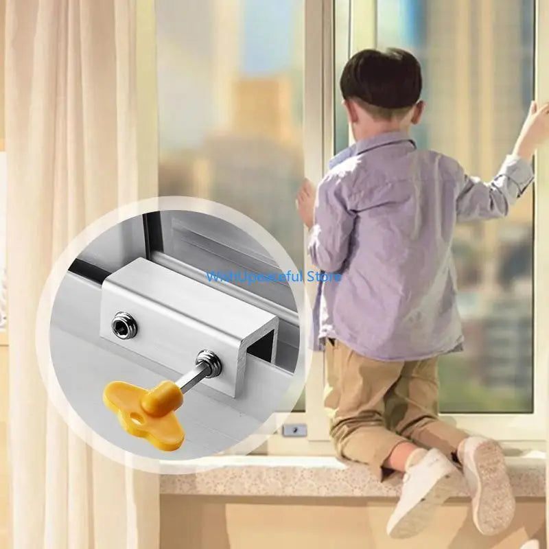 34YA 4 Pcs Window Security Lock Aluminum Window Limiters Child Safety Sliding Window Restrictor for Children's Room Bedroom