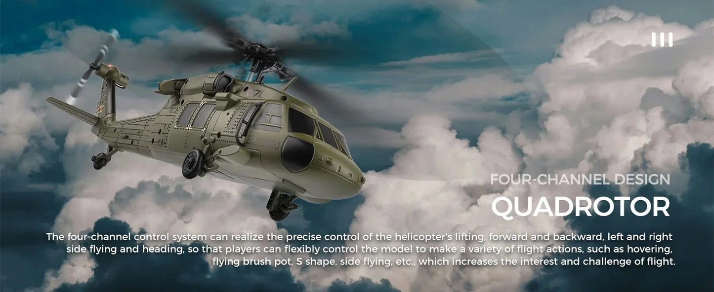Wltoys K170 Black Hawk Uh60l Remote-Controlled Helicopter Four Channel Four Propeller Simulation Brushless Fixed Height Model