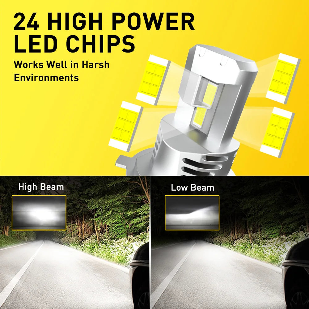 AUXITO 2Pcs 22000LM H4 9003 LED Headlight Bulbs Canbus 6500K White H4 HB2 LED High Low Beam Car Head Lamps Vehicle Light 120W