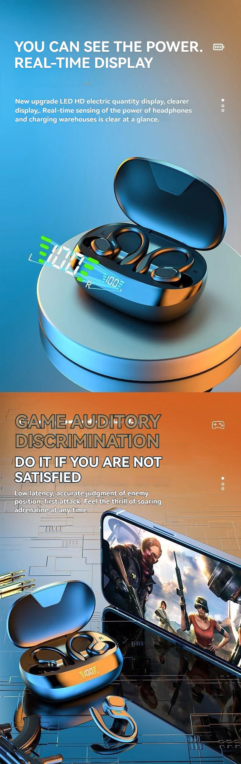 SP16 over-ear ultra-long battery life sports running digital display noise cancelling wireless Bluetooth headset