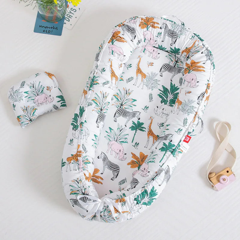 Soft Baby Sleeping Nest Bed Infant Cot Lounger Portable Co-sleeping Cribs for Newborn Bassinet Cotton Portable Crib Travel Bed