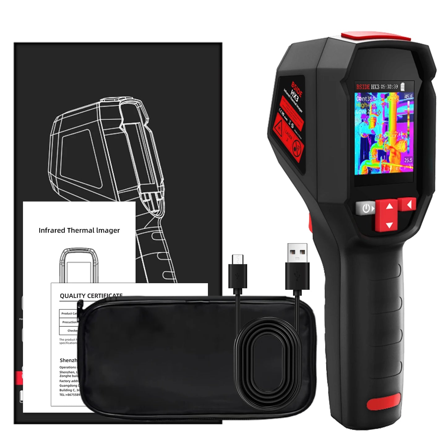 BSIDE Thermal Imaging Camera 240 x 240 Resolution Handheld Infrared Camera, 320 x 240 Full-Viewing TFT