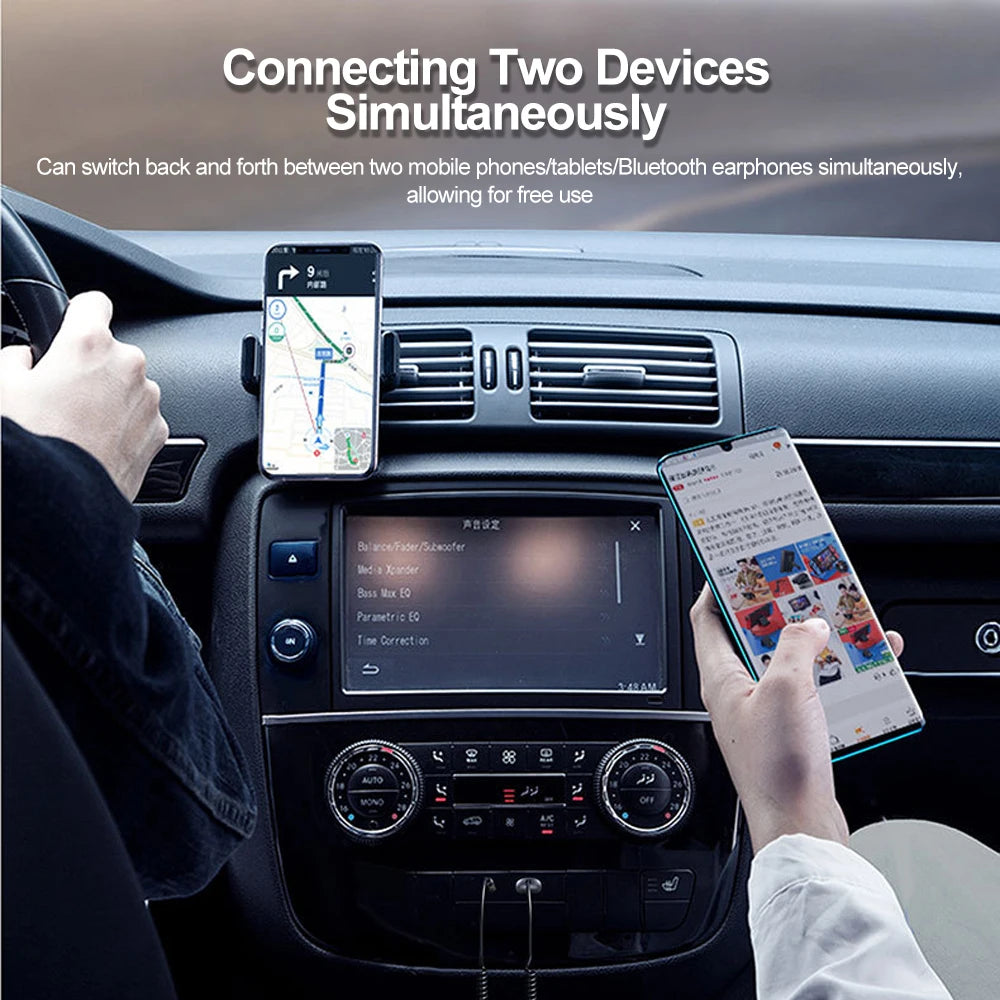 Bluetooth 5.0 Car Receiver Adapter 3.5mm Jack Aux Audio Music Car Transmitter with 0.3M-1.2M Flexible Wire USB Transmitter