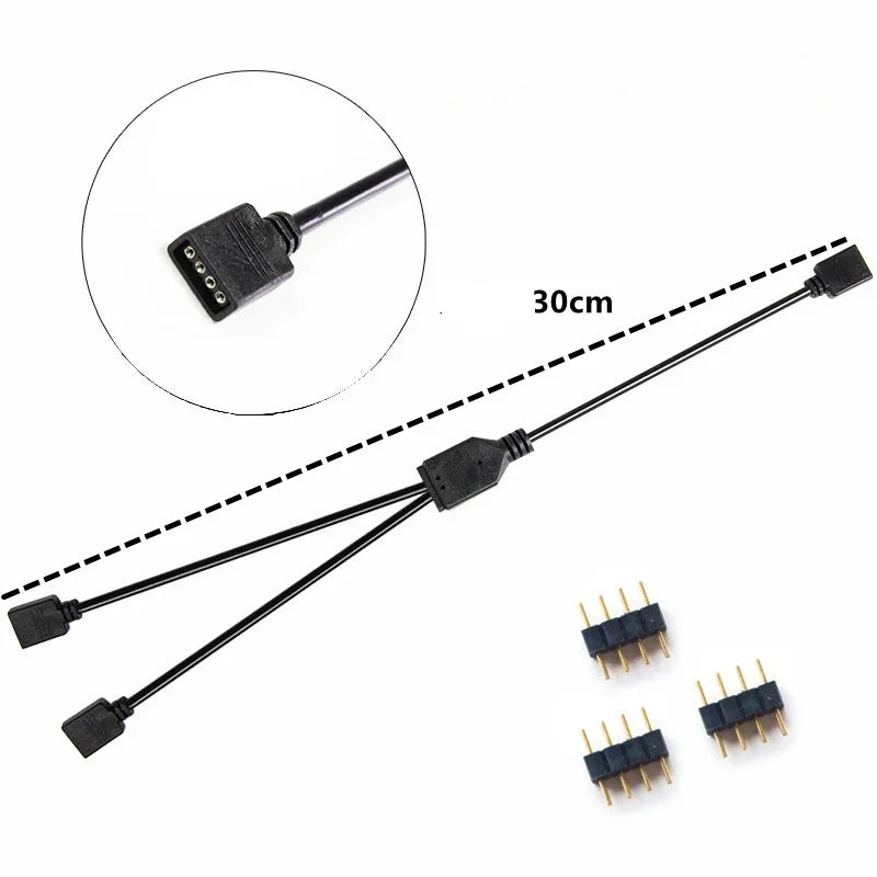 RGB Extended Line 12V AURA 4Pin 5V ARGB 3Needle  LED Light Tap Line Motherboard Fan Aperture Strip Chassis RGB  Cable