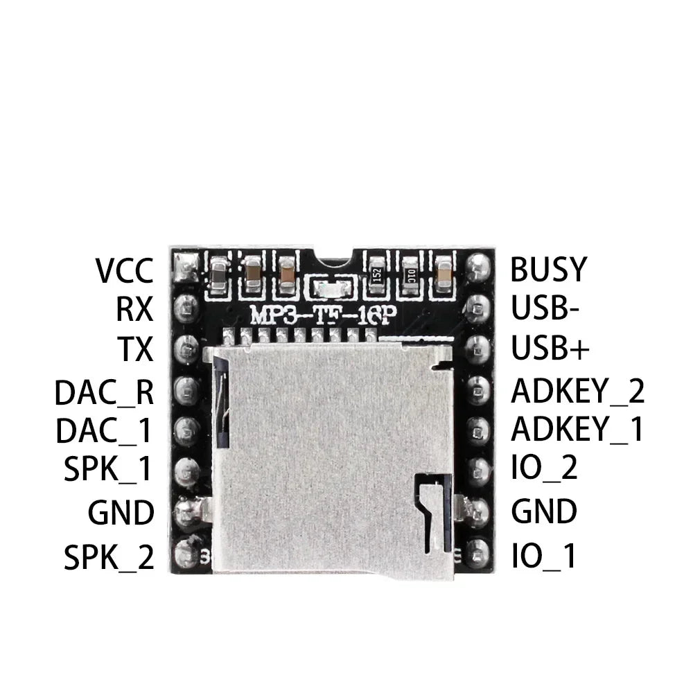 Mini MP3 DF Player Module Board MP3 Audio Voice Decode Board for Arduino Supporting TF Card U-Disk IO/Serial Port/AD DFPlayer