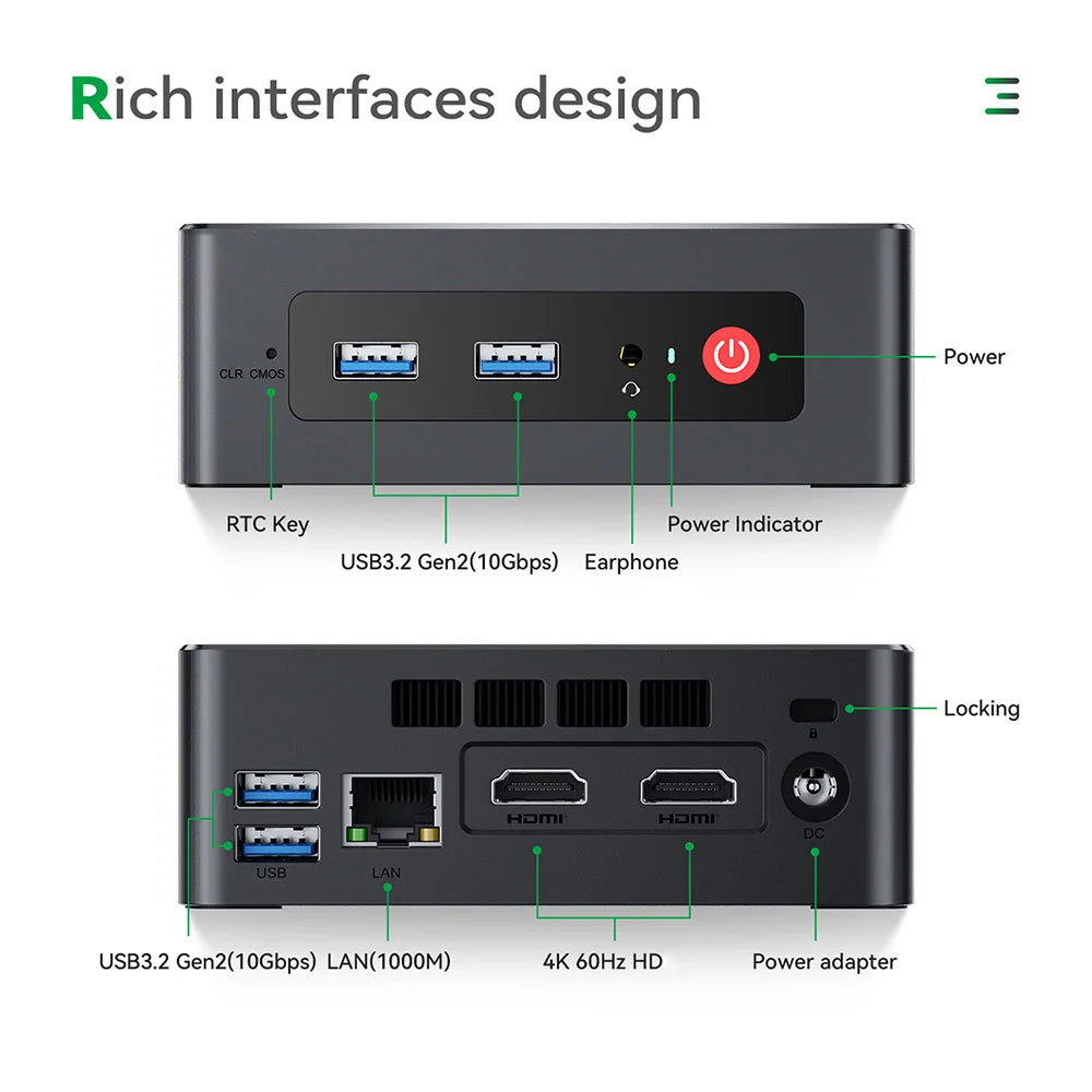 TRIGKEY Green G4 Mini PC Win11 Intel 11th Gen N100 with 16GB DDR4 500GB SSD 1000M LAN Wifi6 BT4.2 4K 60Hz Mini Computer Desktop