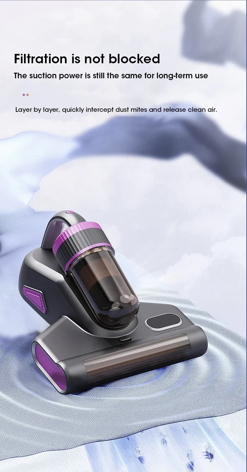 Portable 15Kpa Mite Remover Wireless Handheld Home Ultraviolet Sterilization Powerful Suction Vacuum Cleaner for Sofa Mattresses
