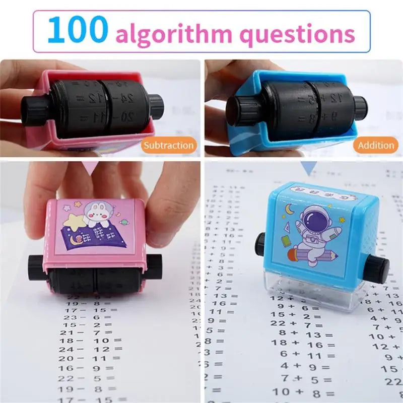 1~10PCS Students Addition Subtraction Scroll Stamp Primary School Children Practice Questions Preschool Mathematics Exercise