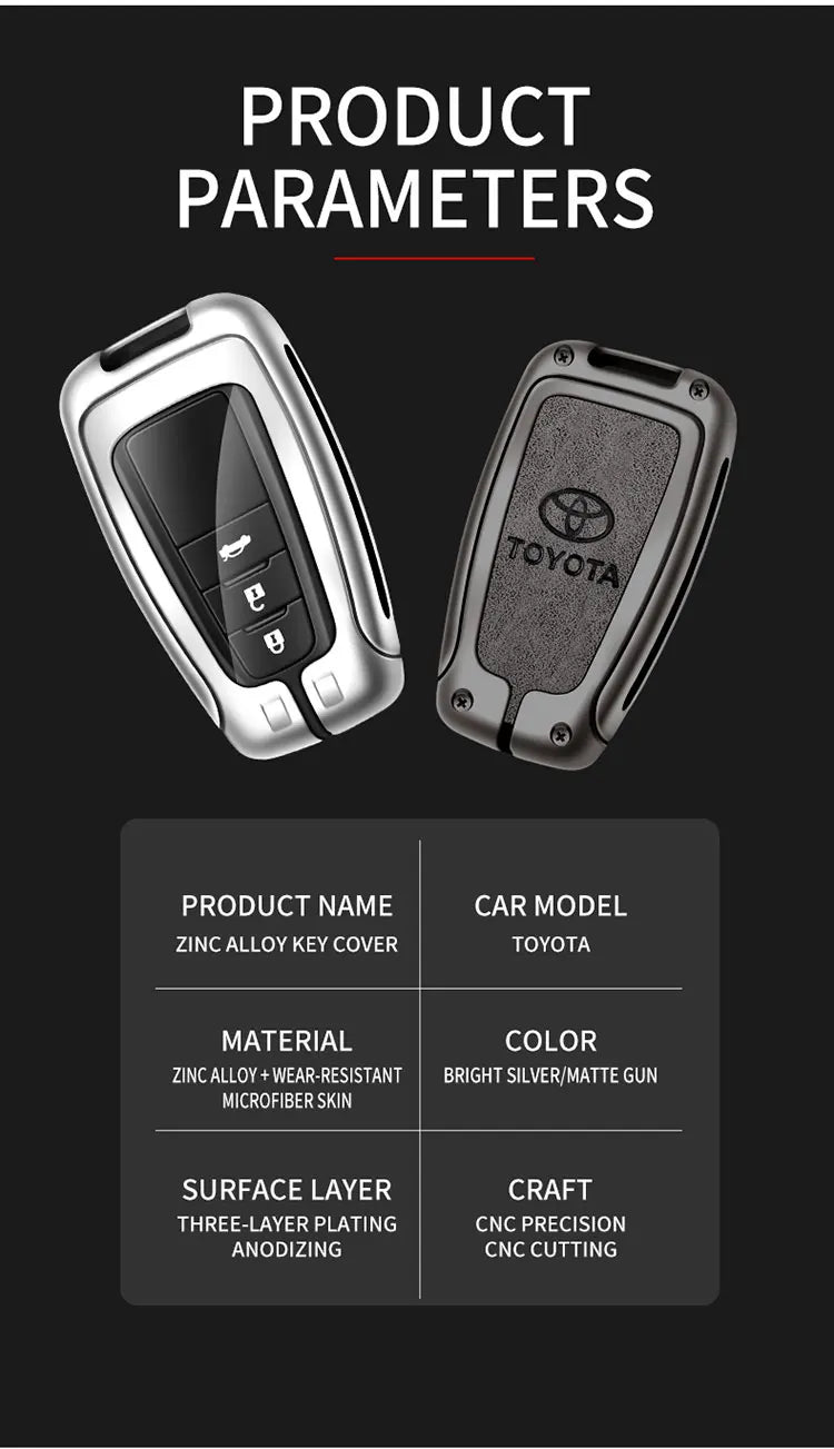 Zinc Alloy Leather Car Smart Remote Key Case Cover Shell For Toyota Corolla Prius Camry CHR C-HR RAV4 Altis Land Cruiser Prado