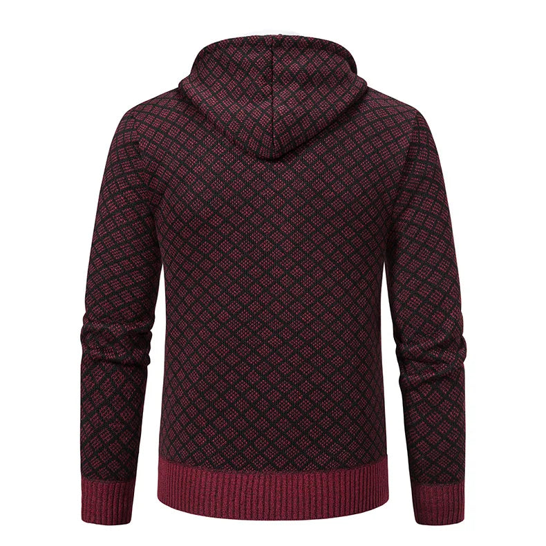 Men's Winter Knitted Sweaters Zip Up Knit Cardigan Casual Hooded Outwear Mens Sweater Coat Versatile Top Clothes