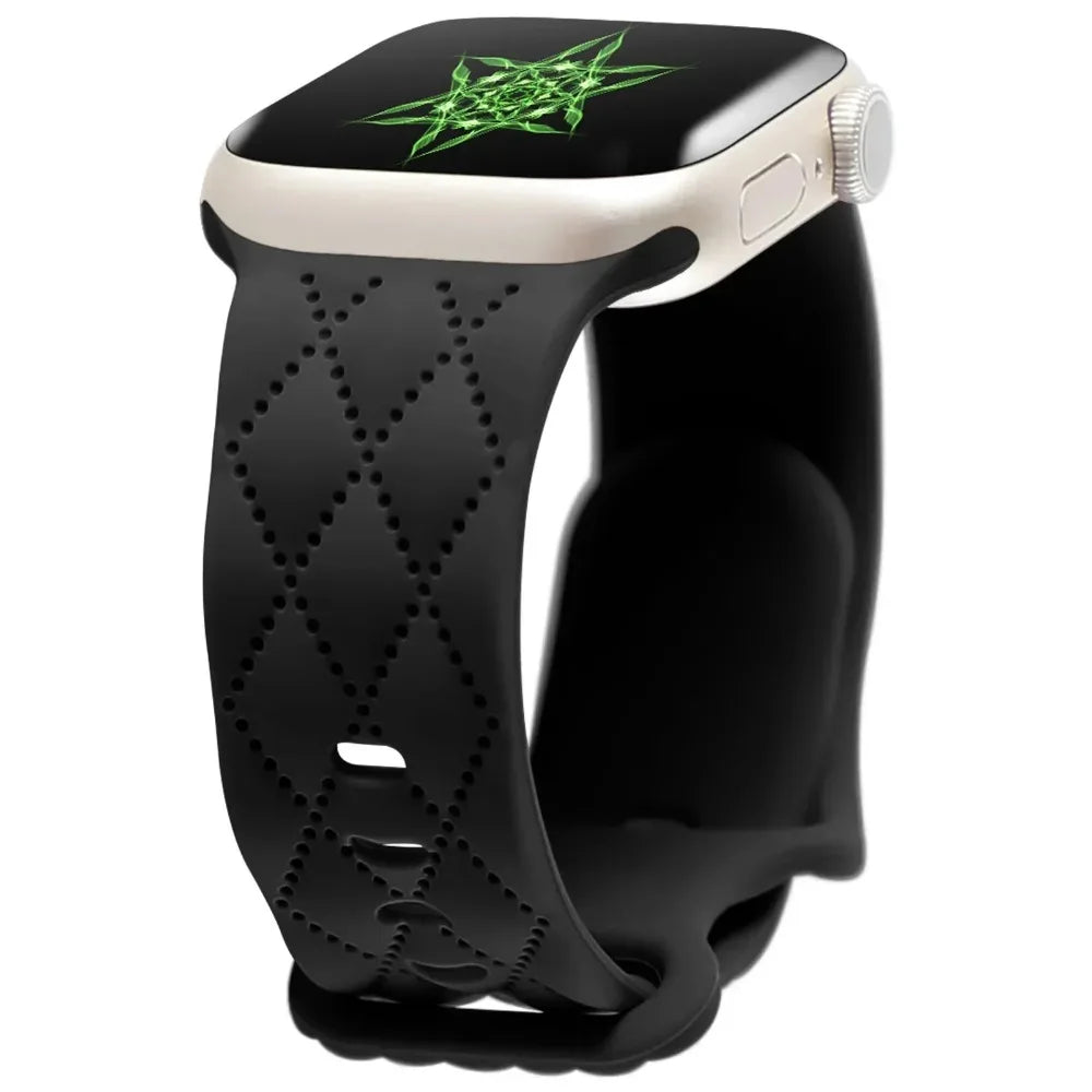 Engraved Silicone strap For Apple Watch Band 42mm 44mm 45mm 41mm 49mm 40mm bracelet correa iwatch Series 8 9 SE 7 6 5 4 3 Ultra