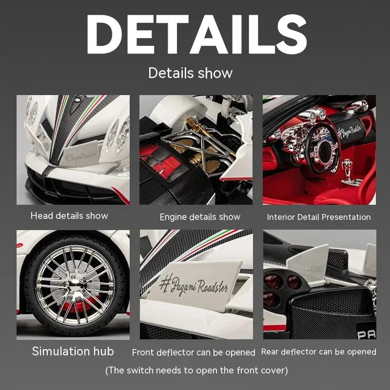 1:18 Pagani Alloy Model with Sound & Light - Realistic Detail for Kids - Fun Gift for Car Lovers