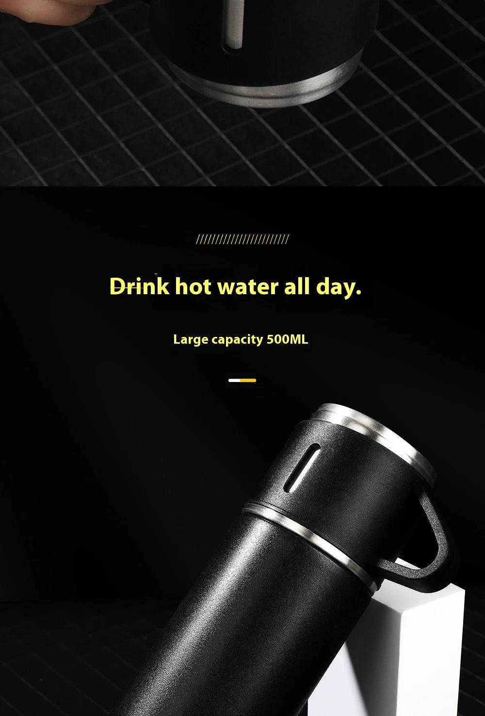 500ML 304 Stainless Steel Vacuum Thermos Gift Set Office Business Style Cup Thermos Portable Flask Thermos Flask