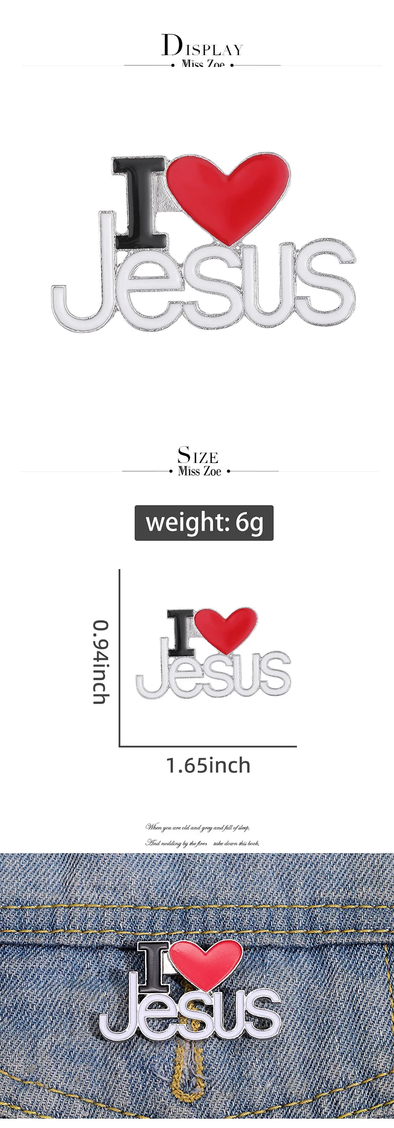 I Love Jesus Enamel Pins Custom Phrase With Heart Brooches Shirt Collar Lapel Badges Simple Jewelry Gift for Kids Friends
