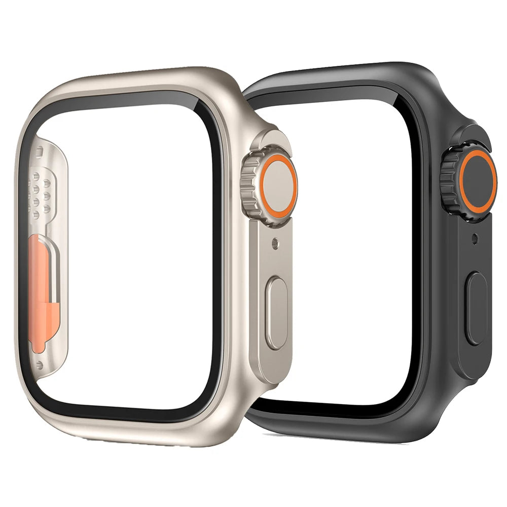 2PCS Case Glass+Case For Apple Watch 42 46 44 45 41 40mm Screen Protector Cover Change Ultra Bumper IWatch Series10 9 8 7 SE 6 5