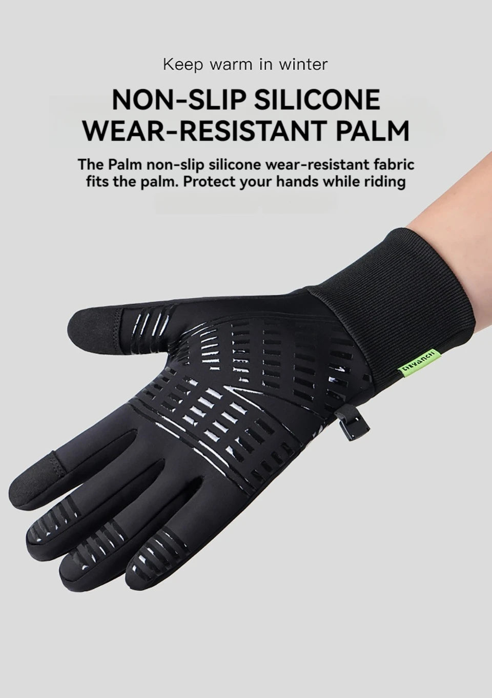 NOFOXO 1Pair Winter Thermal Bike Gloves Touch Screen Water Resistant Windproof Cycling Driving Hiking Skiing Running Men Women