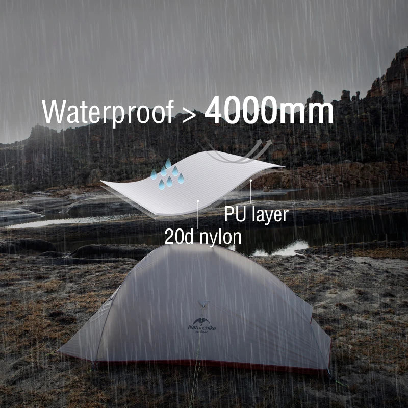 Naturehike 2 Person Camping Tent Ultralight Waterproof Nylon Trekking Tents Hiking Backpacking Shelter Tent Outdoor Travel Tent
