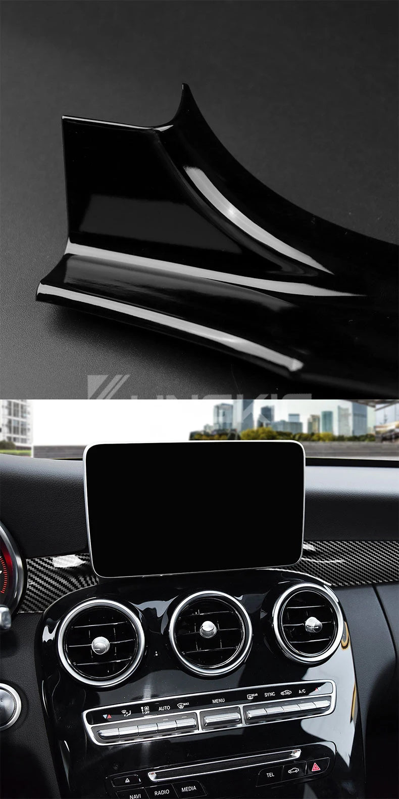 For Mercedes Benz C Class W205 C180 C200 GLC X253 2015 2016 2021 LHD RHD Carbon Fiber ABS Center Console Dashboard Trim Cover