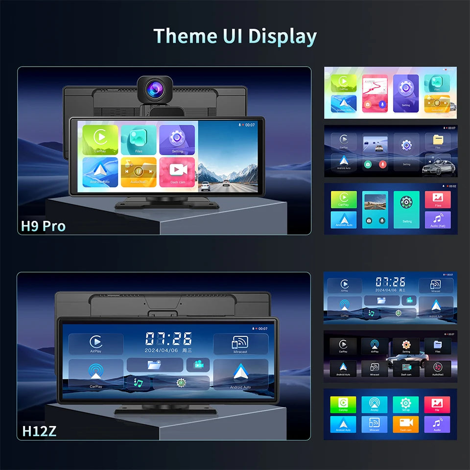 Imagebon 10.26" Wireless CarPlay & Android Auto Dash Cam ADAS 4K DVR Bluetooth Audio AUX GPS Navigation Dashboard Video Recorder