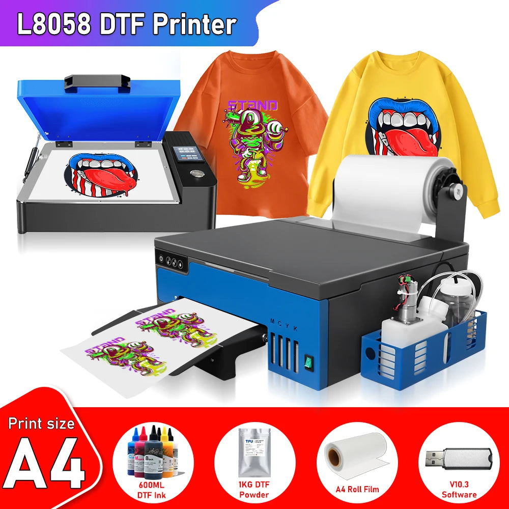 For Epson XP600 DTF Printer A4 Heat Transfer Film t shirt printing machine A4 With Roll Feeder Print on t shirt jeans clothes