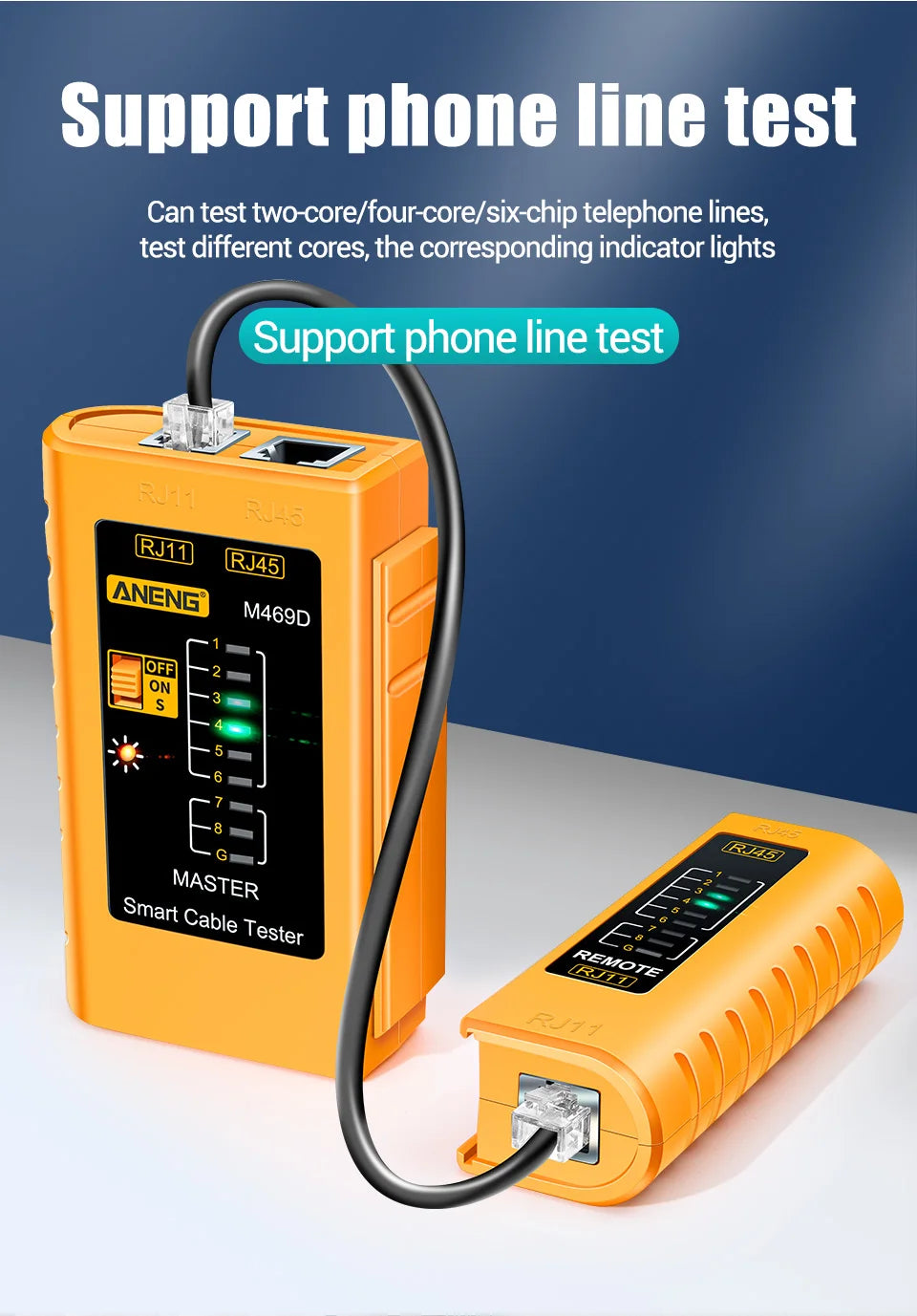 ANENG M469D Cable lan tester Network Cable Tester RJ45 RJ11 RJ12 CAT5 UTP LAN Cable Tester Networking Tool Network Repair