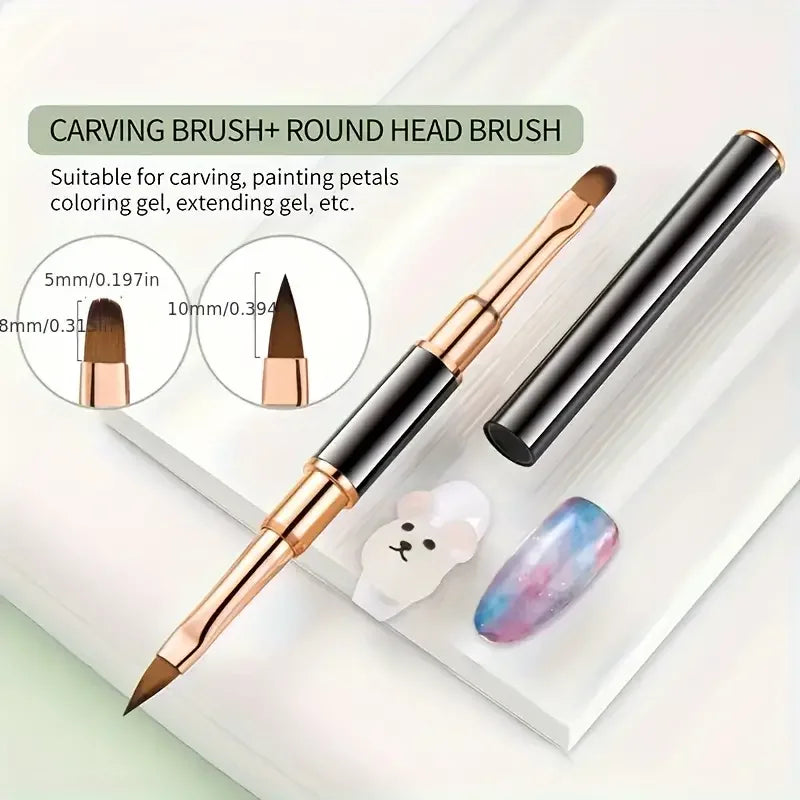 Professional Nail Art Brush Set 5pcs Double-Ended Nail Art Brushes For Long Lines Thin Liner Brush For Nails Detail Design Gift