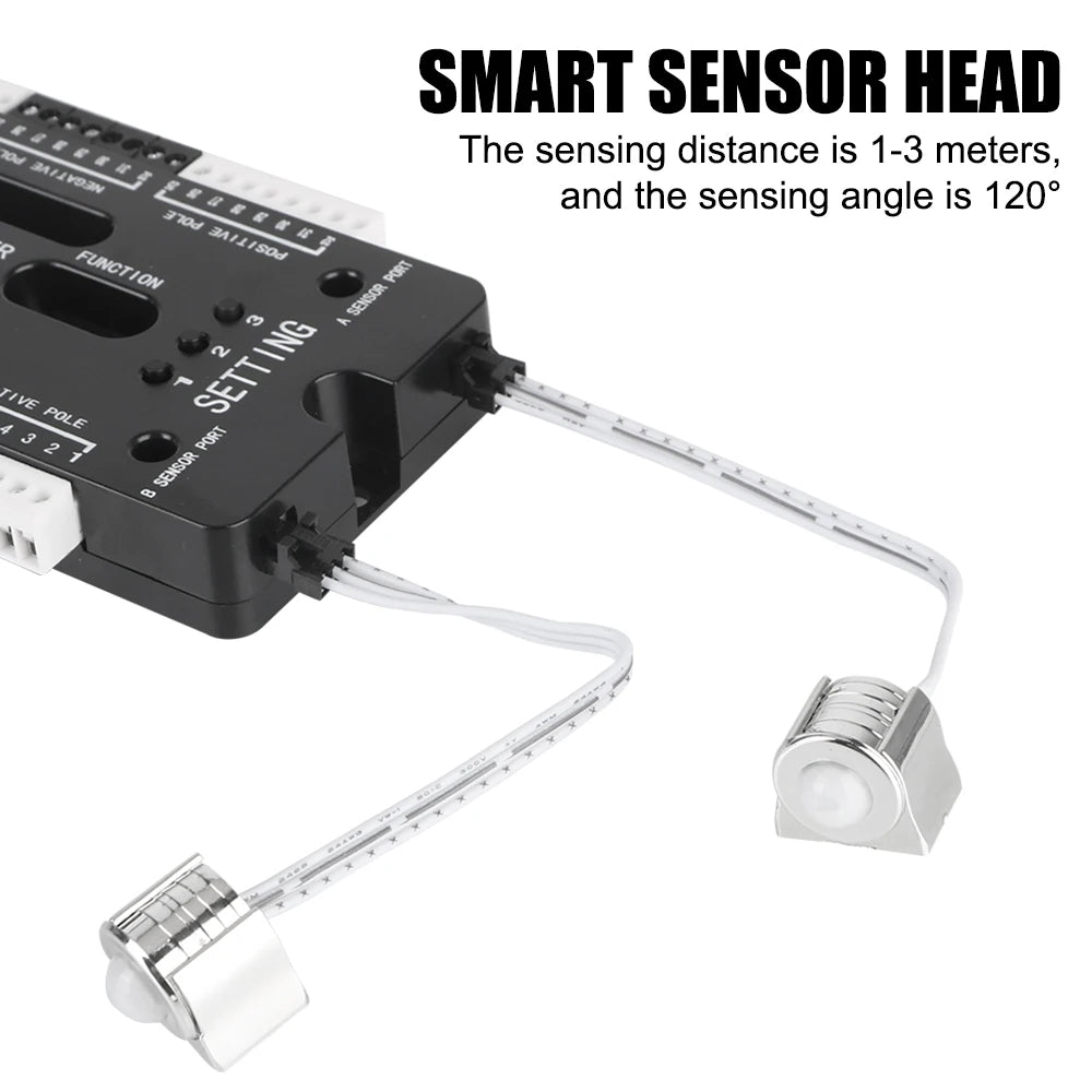 LED Motion Sensor Adjustable Brightness Automatic 32 Channels Stair Light Controller Kit DC 12V 24V For Stairs Flexible Strip
