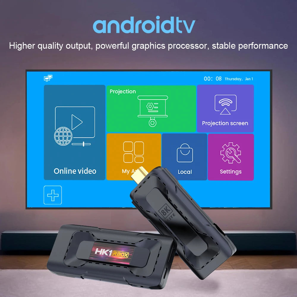 Transpeed Android13 Mini TV Stick 8K Video Decoding RK3528 Quad Core ARM Cortex A53 HDR10+ Voice Remote WIFI 6 BT5.0 TV BOX