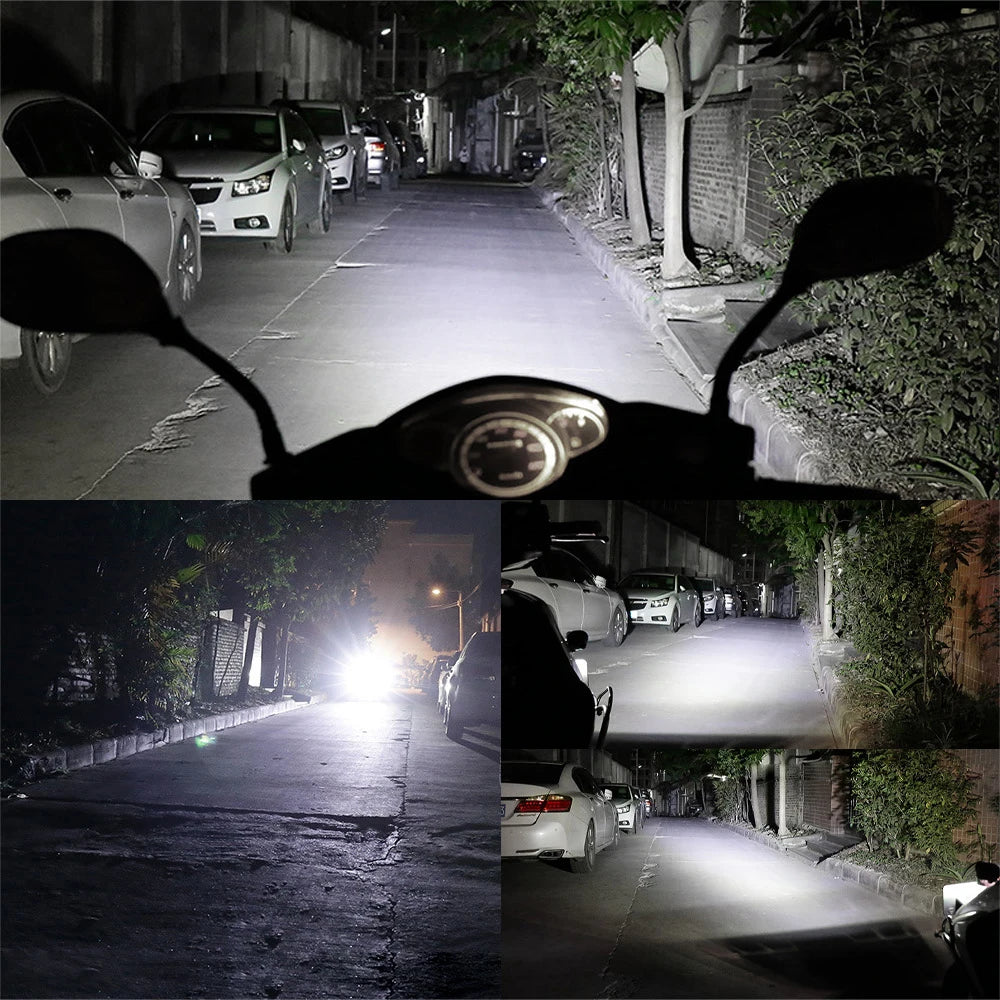 1Pcs 8/12/16 Led Motorcycle Headlight External Auxiliary Lamp Motorbike High Bright DRL Driving Light Work Light White 12V