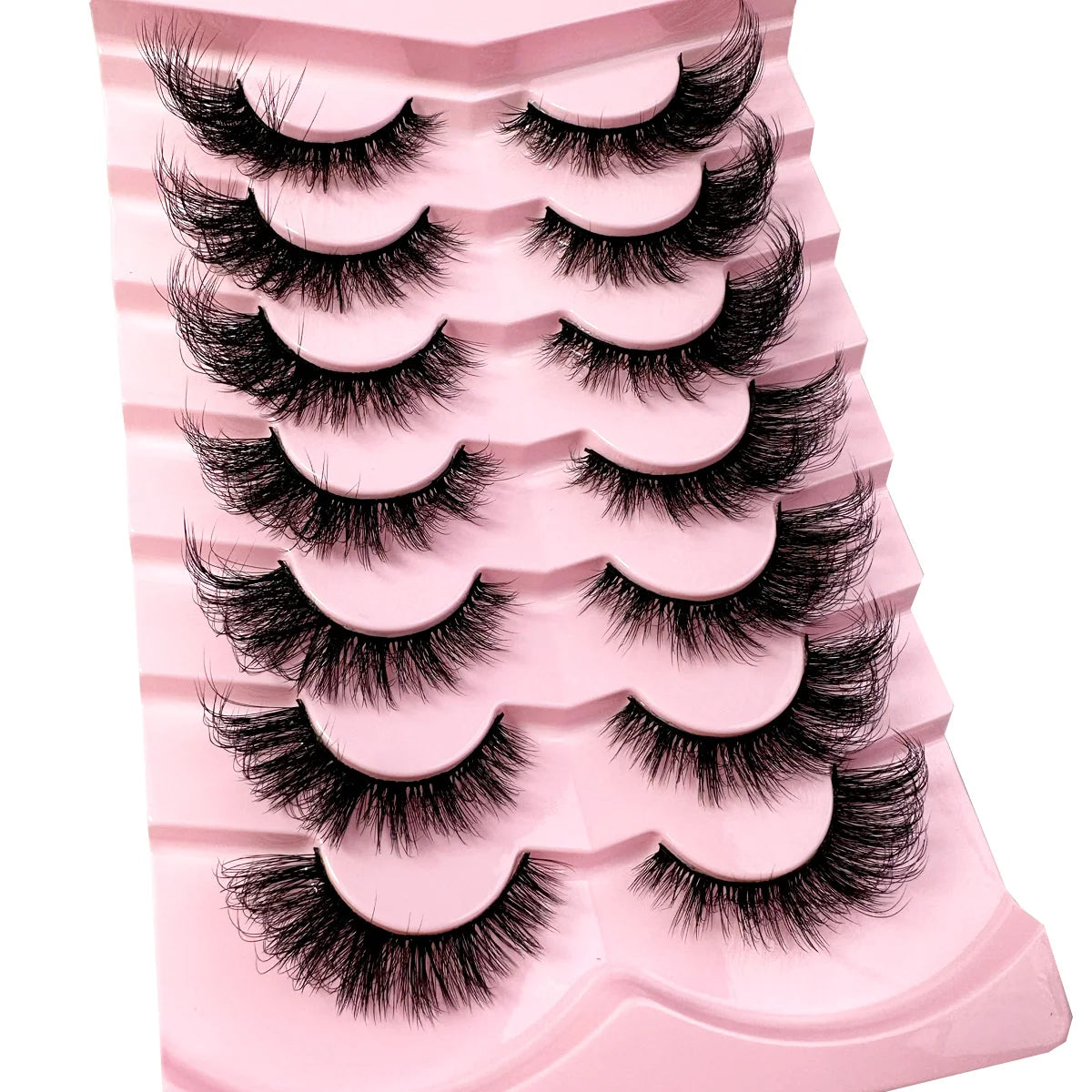 New 7Pairs Lashes 3D False Eyelashes 5D Fluffy Faux Mink Lashes Cat EyeLashes Reusable Volume Mink Eyelashes Extention Makeup