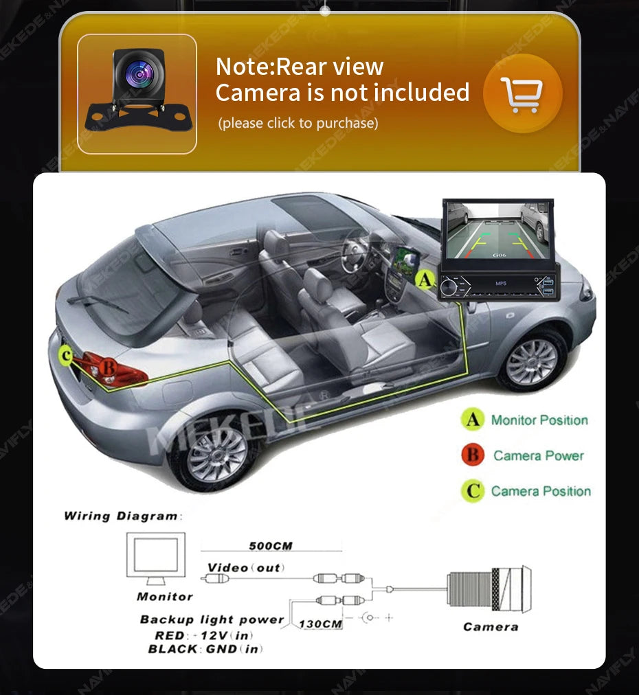 Navifly 1 Din Car Radio Stereo Universal 7-Inch HD Touch Screen Multimedia Player BT Mirror Link Monitor AUX Intelligent Systems