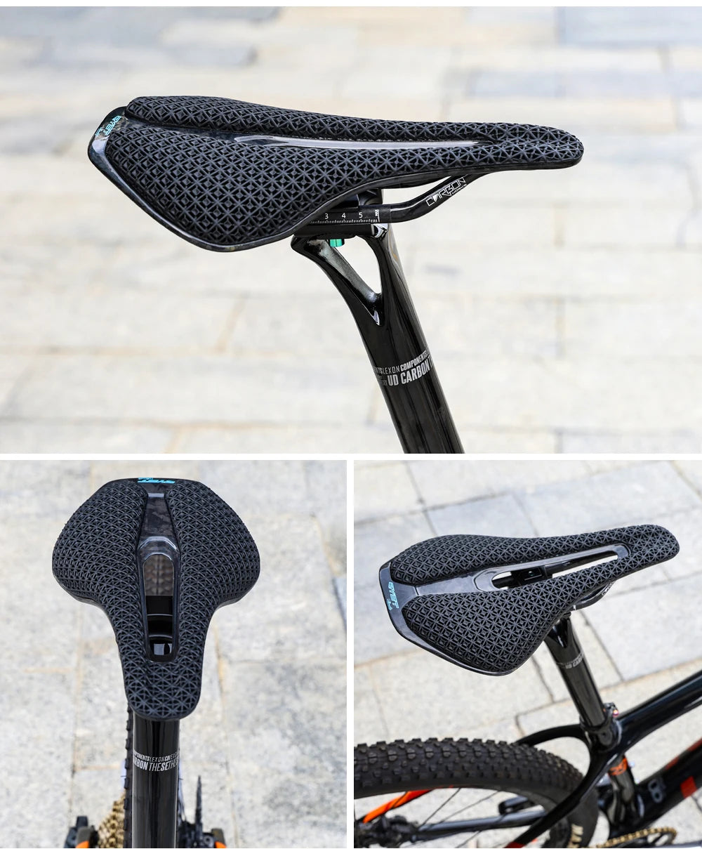 RYET 3D Printed Bicycle Saddle Ultralight Carbon Saddle 135/143mm 105g Bike Saddle for MTB Gravel Road Bike Seat Cycling Parts