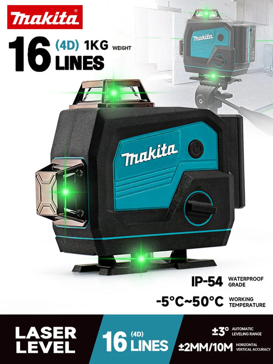 Makita 3D/4D Laser Level 12/16 Lines Horizontal And Vertical With Remote Control 8 Lines 360°Self-leveling Laser Levels Tools