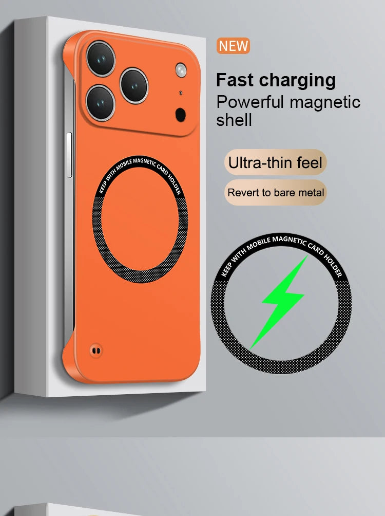 Ultra Thin Case For IPhone 17 Air 17 Pro Max Magsafe Frameless Magnetic Wireless Charging Hard PC Phone Cover
