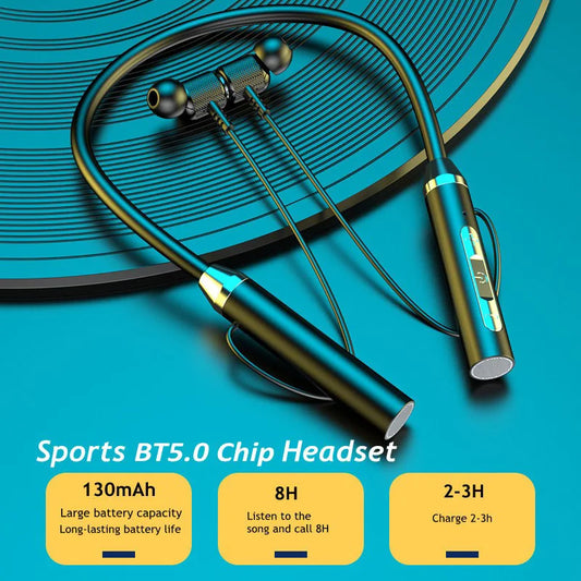 Bluetooth Earphones Wireless Headphones Magnetic Sport Neckband Neck-hanging TWS Earbuds Wireless Bluetooth Headset with Mic