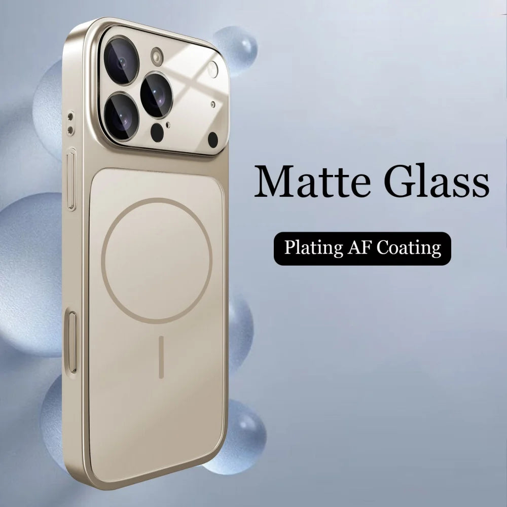 Original Glass Nano Matte Case For iPhone 17 16 15 14 13 Pro Max 17Air Magnetic For Magsafe Wireless Charging Armor Funda