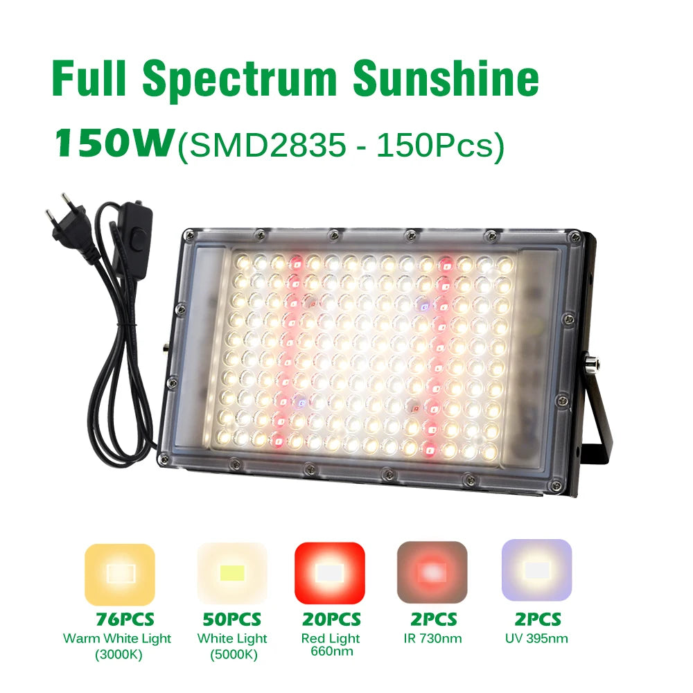 Full Spectrum LED Grow Light 50W 100W Imitated Sunlight Phyto Lamp For Greenhouse Hydroponic Plant Growth Lighting