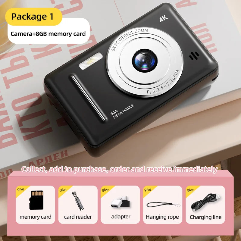 Xiaomi 4k Digital Camera Retro CCD Portable Camera 50 Million Pixels Auto Focus Entry-level Camera Dual Camera Flash Student CCD