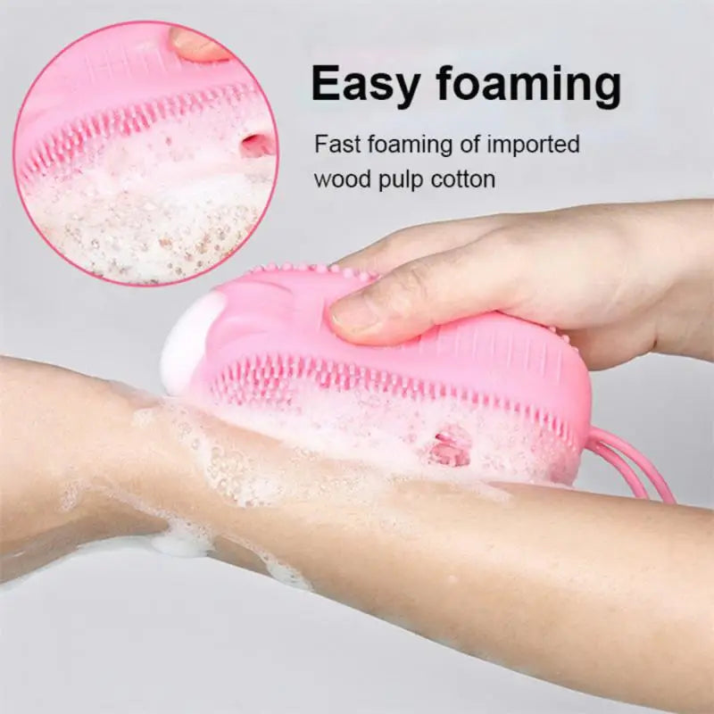 Silicone Body Scrubber Shower Exfoliating Scrub Sponge Bubble Bath Brush Massager Skin Cleaner Cleaning Pad Bathroom Accessories