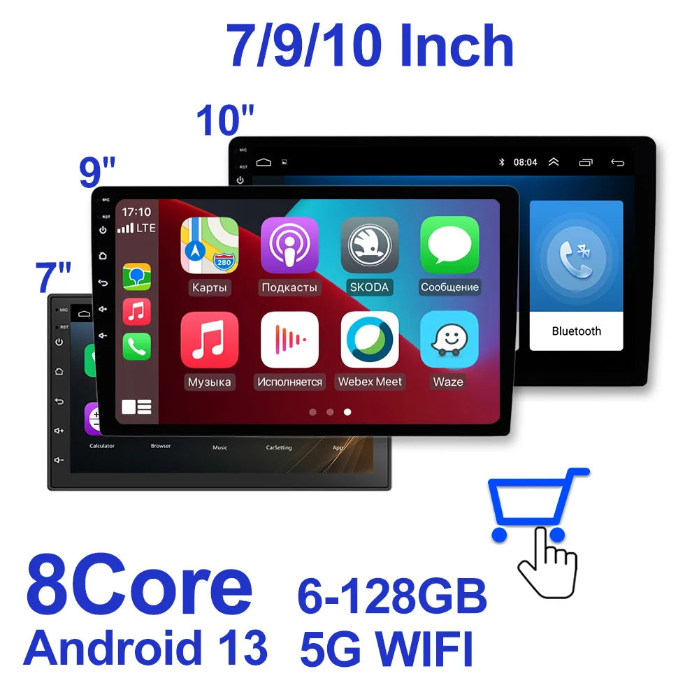 IPS 6.9 Inch 1Din Carplay Android Auto Car Radio Multimedia Video MP5 Player 1 Din No DVD with Bluetooth Stereo USB Charging