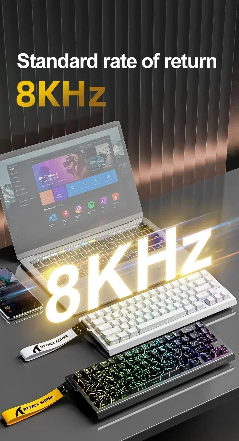 ATTACK SHARK X68HE Keyboard Magnetic Mechanical Gaming Wired Keyboard RGB 0.01mm Rapid Trigg 8000Hz SOCD/Rs 0.125ms 128K Rate