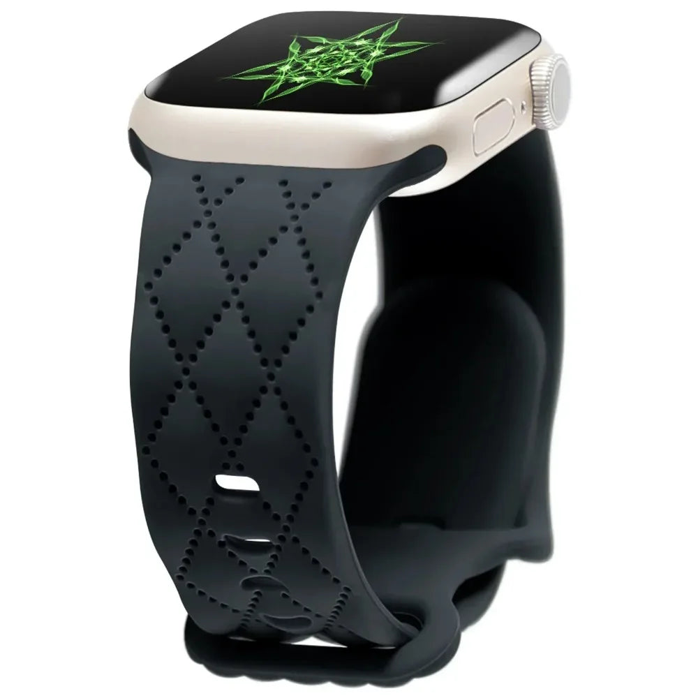 Engraved Silicone strap For Apple Watch Band 42mm 44mm 45mm 41mm 49mm 40mm bracelet correa iwatch Series 8 9 SE 7 6 5 4 3 Ultra
