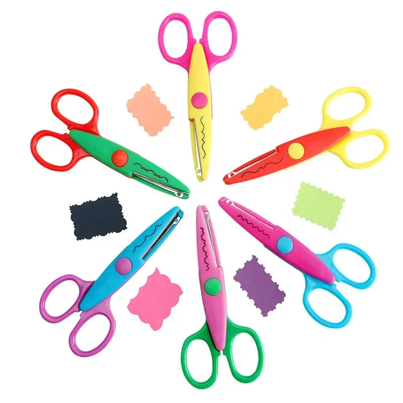 6pcs/Set Scissors Wavy Pattern Paper Cutter DIY Handmade Tools Paper Craft Kawaii Card Photo Scissors Kids Gifts Office Supplies