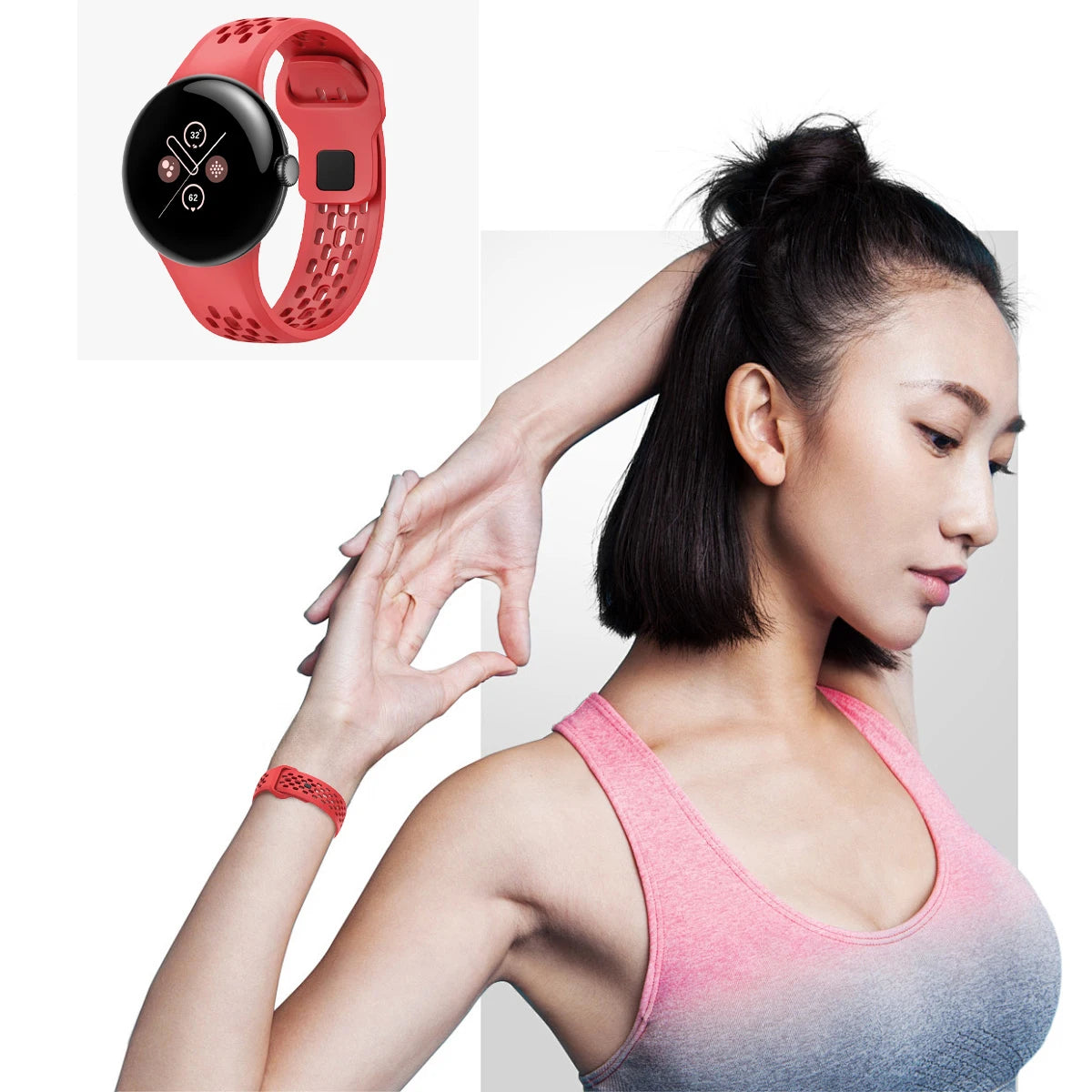 Silicone watch band For Google Pixel Watch3 45mm porous breathable silicone strap sports wristband