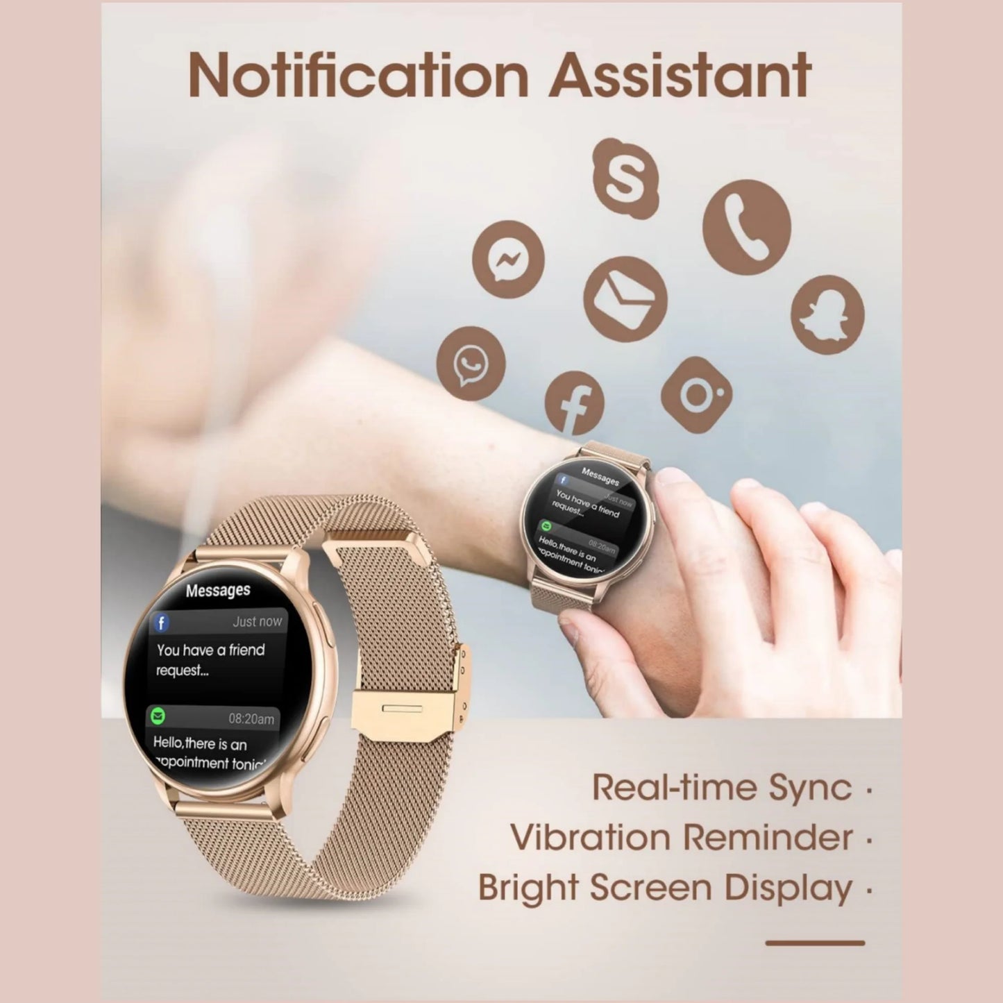 Smartwatch With Wireless Call/Dial, Female Functions, Sleep, 19 Sports Modes, Music Player, Pedometer - Perfect Birthday Gift Fo