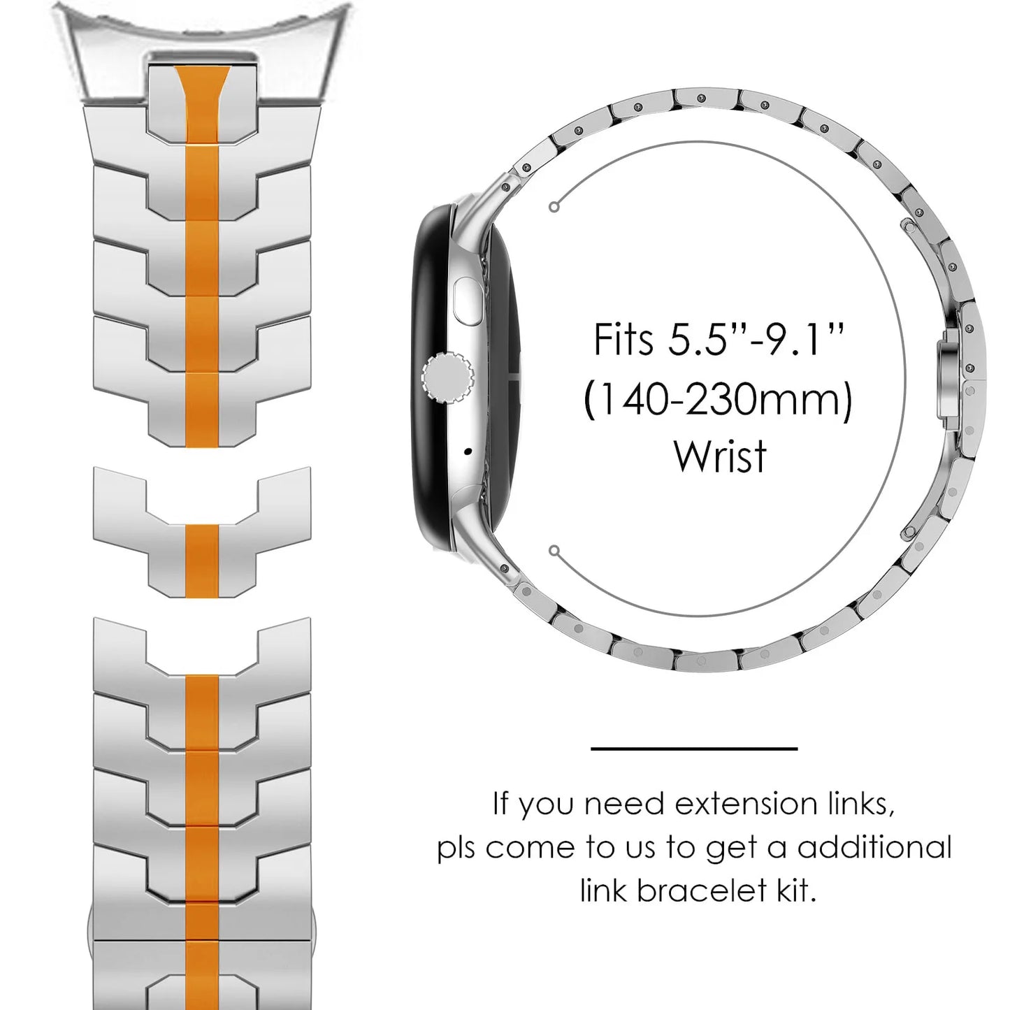 Luxury Stainless Steel Strap Suitable for The Google Pixel Watch 1/2/3 41mm Armor-like Metal Unibody Strap