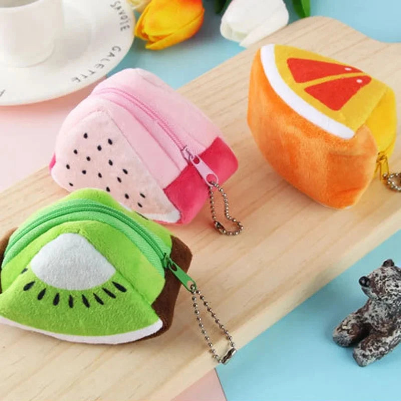 Cartoon Fruit Creative Plush Three-dimensional Coin Wallet Storage Bag School Bag Hanging Children's Holiday Gifts Cartoon Fruit