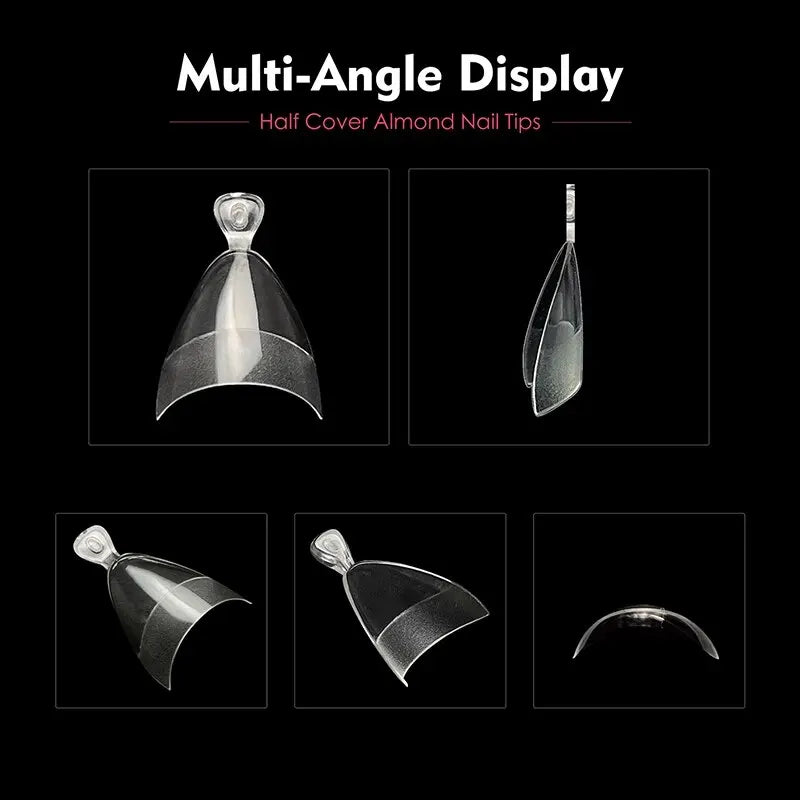 120pcs Half Cover Almond Fake Nails Half Matte Pre Buff Acrylic Nails Extra Short Almond Shape Gel Nail Tips 12 Sizes Easy Use