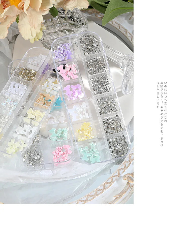 3D Nail Art Rhinestones Nail Decorations Gems Crystal Pearl Butterfly Half Beads Nail Art DIY Decoration Wholesale Mix Size