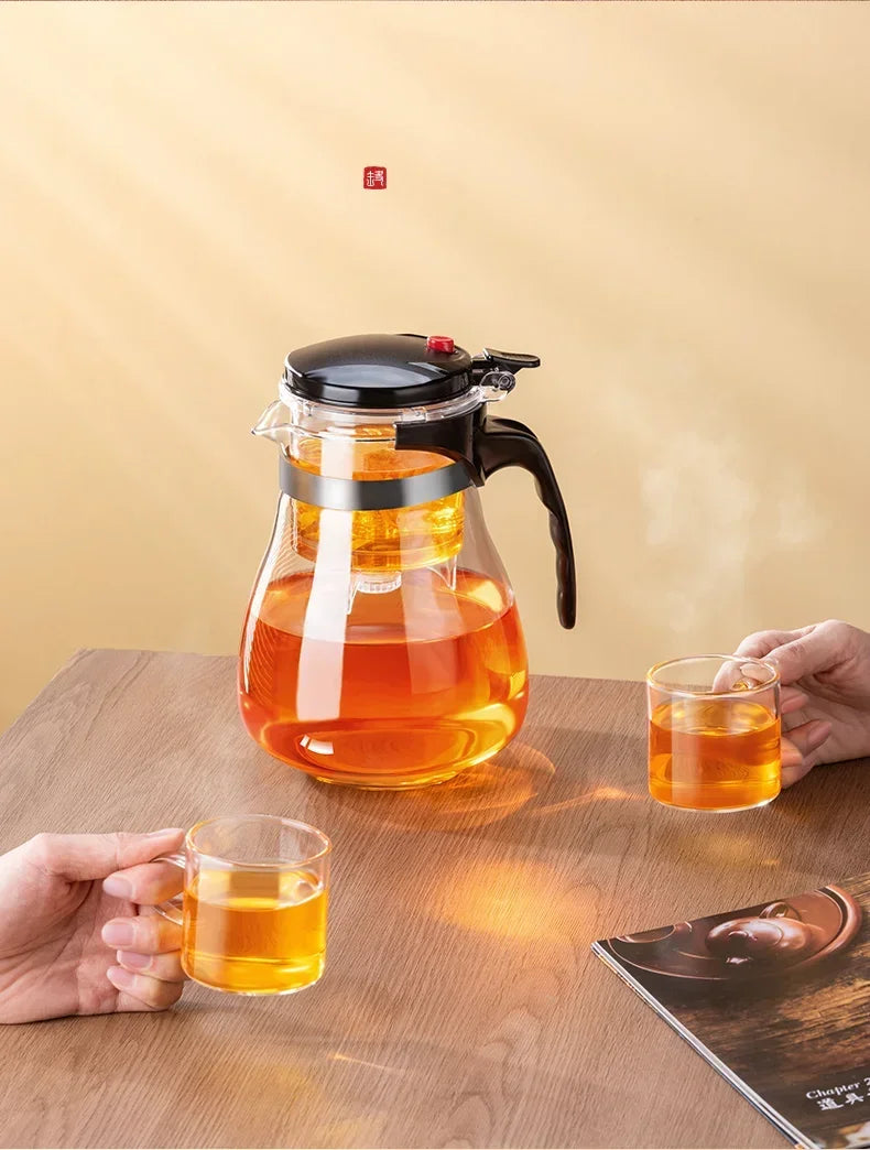 Teapot With Infuser Thickened Glass Heated Resistant Tea Pot One-button Filtering Tea Separation Kettle Tea Coffee Maker